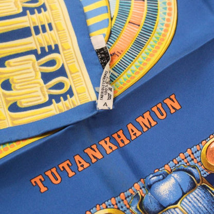 HERMES Tutankhamun Carré 90 Silk Scarf Blue Size ONE SIZE