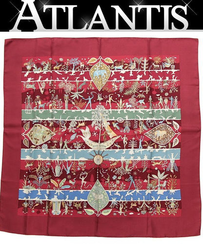 HERMES Carré 90 "River fertiles" Scarf Red Size ONE SIZE