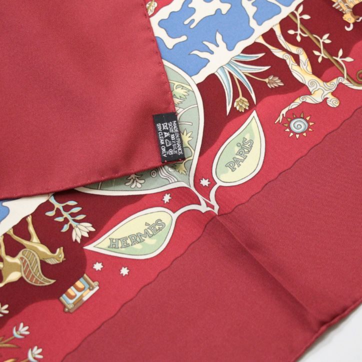 HERMES Carré 90 "River fertiles" Scarf Red Size ONE SIZE