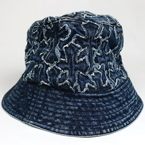 CHROME HEARTS CHUM Denim Cross Patch Bucket Hat Blue Size S