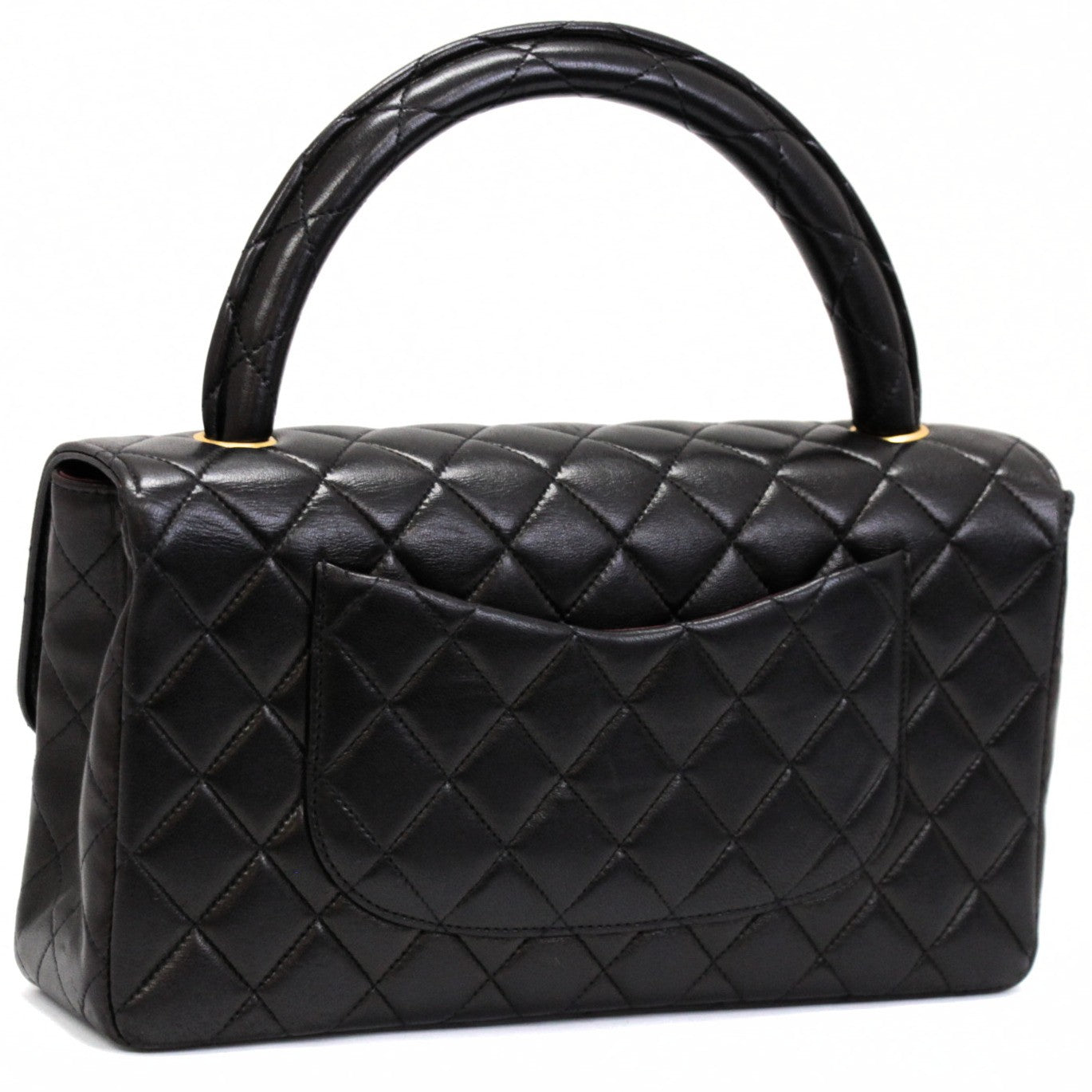 CHANEL Matelassé Top Handle Handbag Black Size ONE SIZE