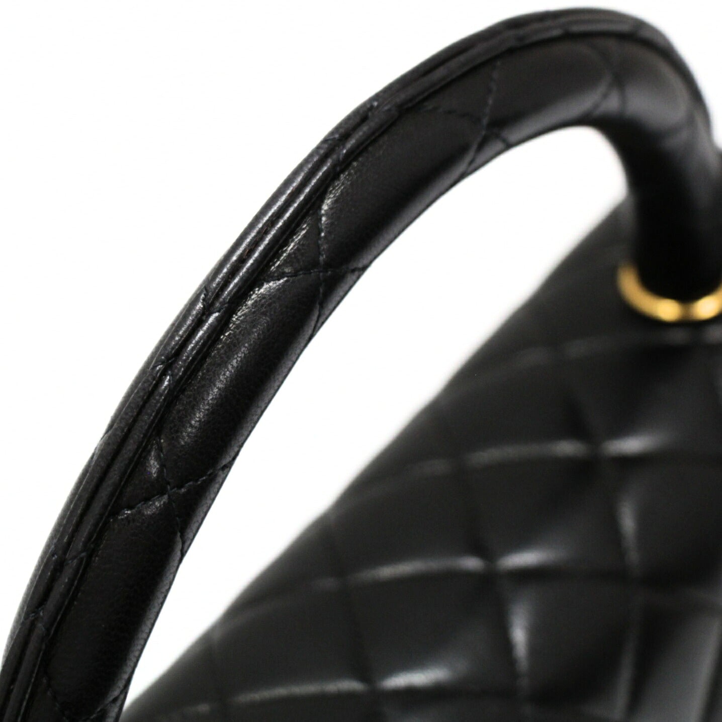 CHANEL Matelassé Top Handle Handbag Black Size ONE SIZE