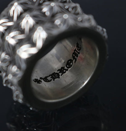 CHROME HEARTS Triple Petepunk Ring Silver Size ONE SIZE