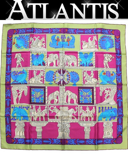 HERMES Torana Carré 90 Silk Scarf Green Size ONE SIZE
