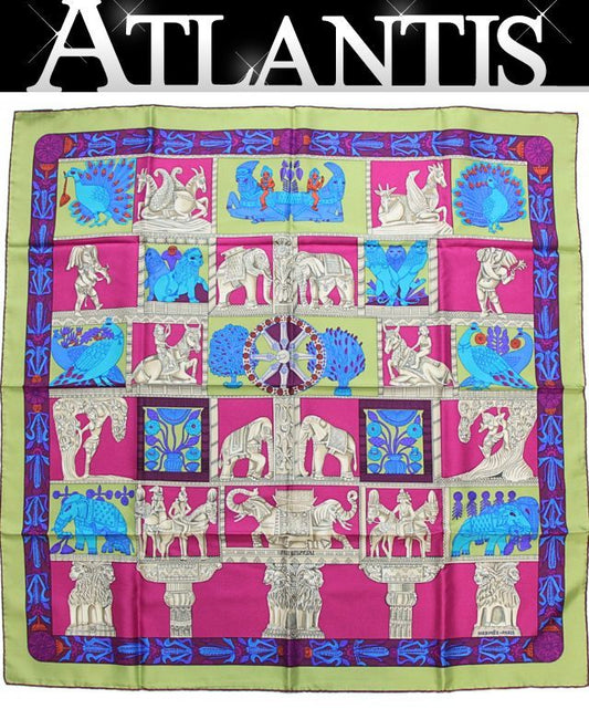 HERMES Torana Carré 90 Silk Scarf Green Size ONE SIZE