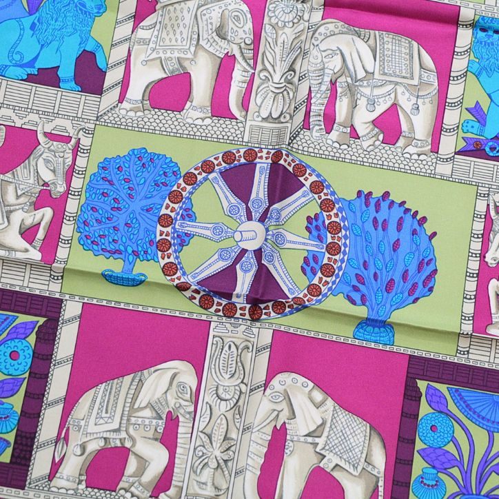 HERMES Torana Carré 90 Silk Scarf Green Size ONE SIZE