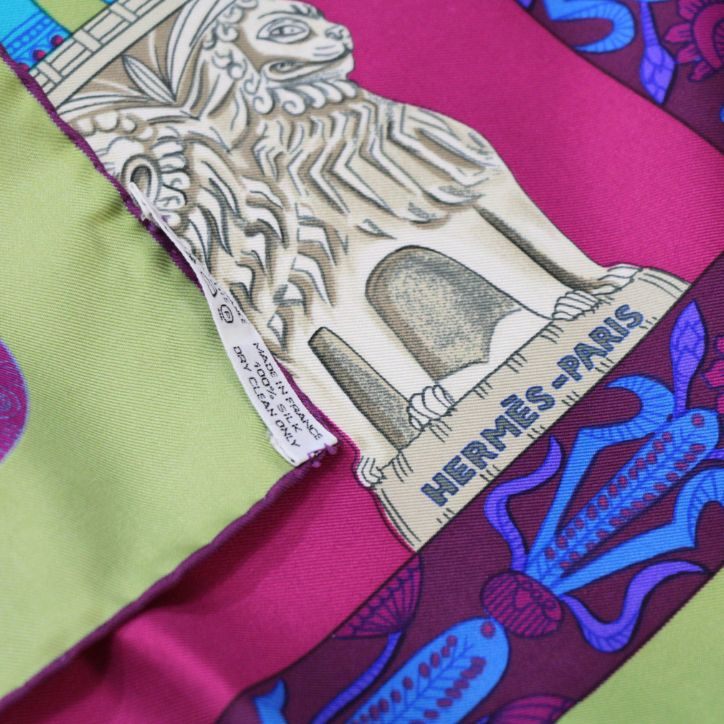 HERMES Torana Carré 90 Silk Scarf Green Size ONE SIZE