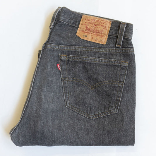 Levi's 90s 501 Black Jeans Denim Pants Size 33×34