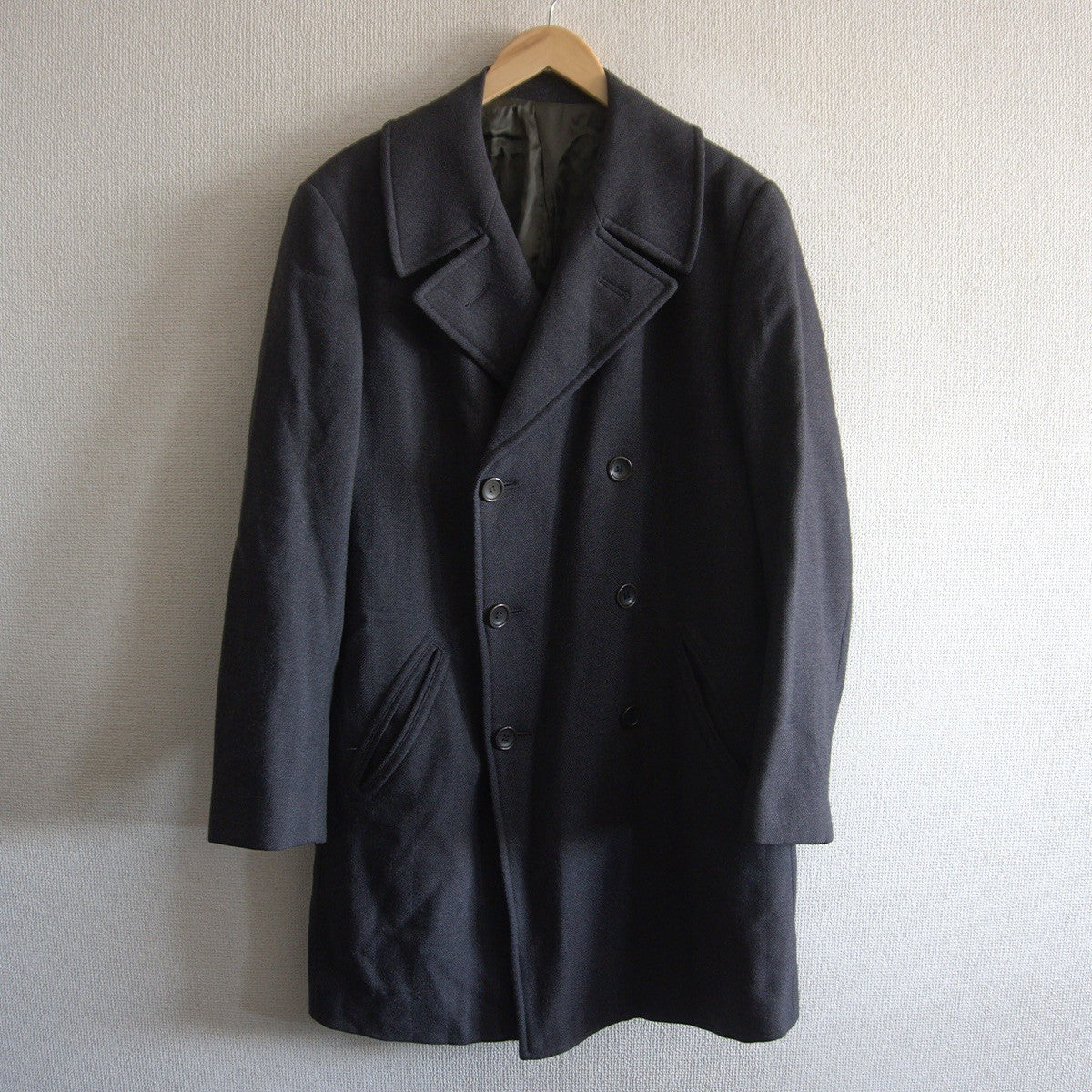 Armani Collezioni Tweed Double Chester Coat Gray Size 50