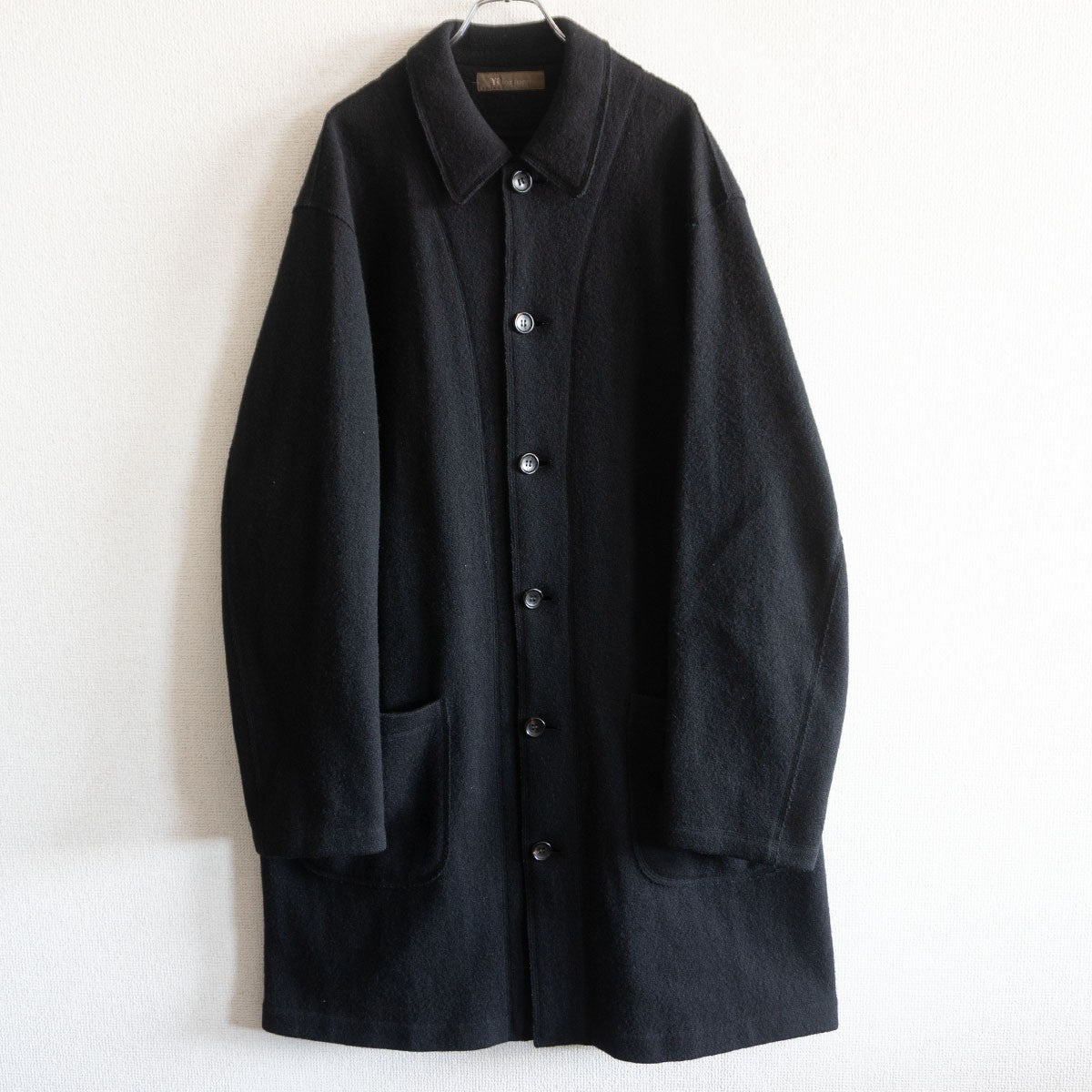 Y's for Men Wool Long Balmacaan Coat Black Size XXL