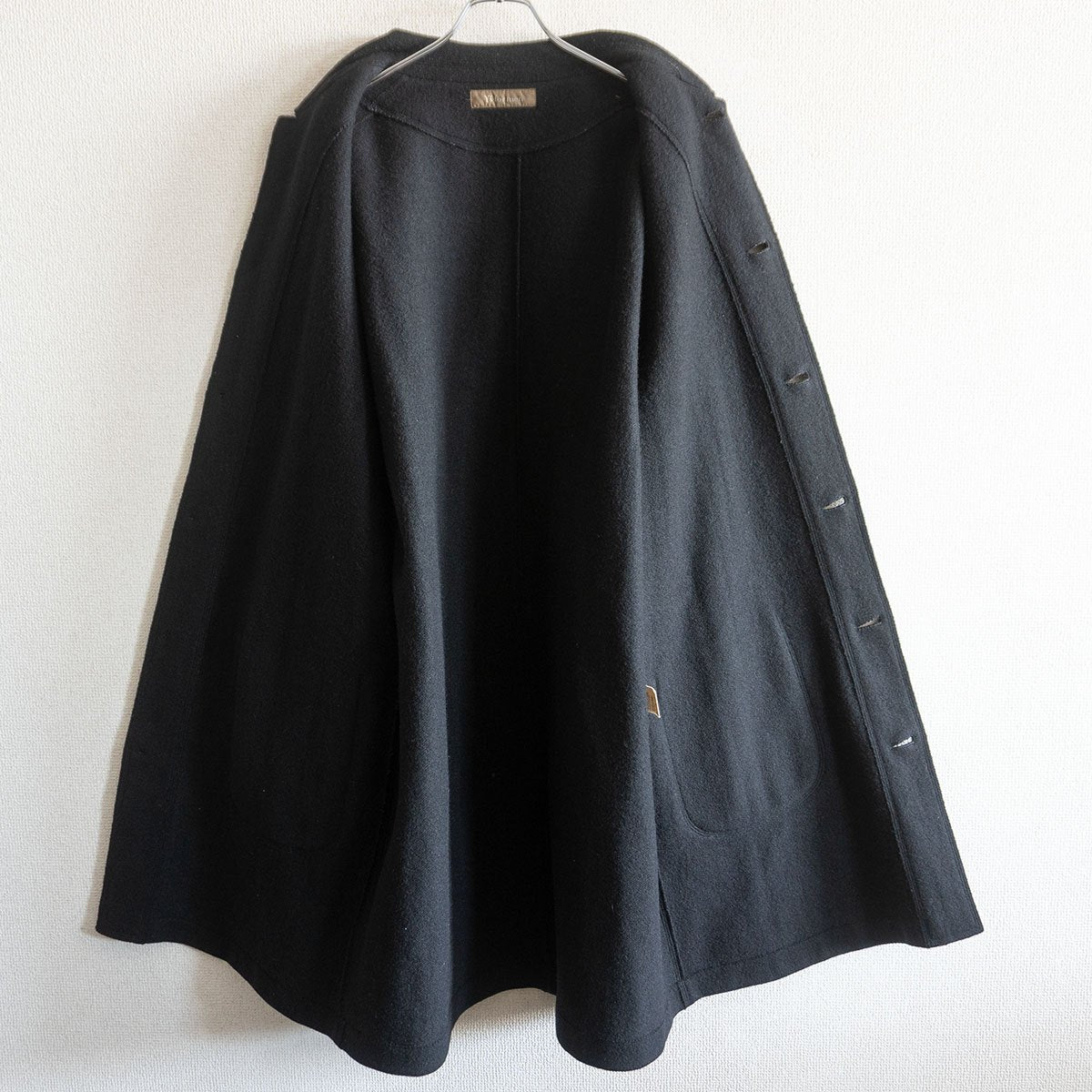 Y's for Men Wool Long Balmacaan Coat Black Size XXL