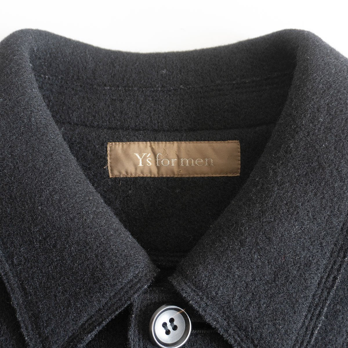 Y's for Men Wool Long Balmacaan Coat Black Size XXL