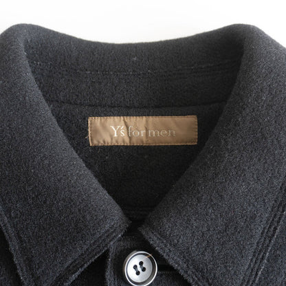 Y's for Men Wool Long Balmacaan Coat Black Size XXL