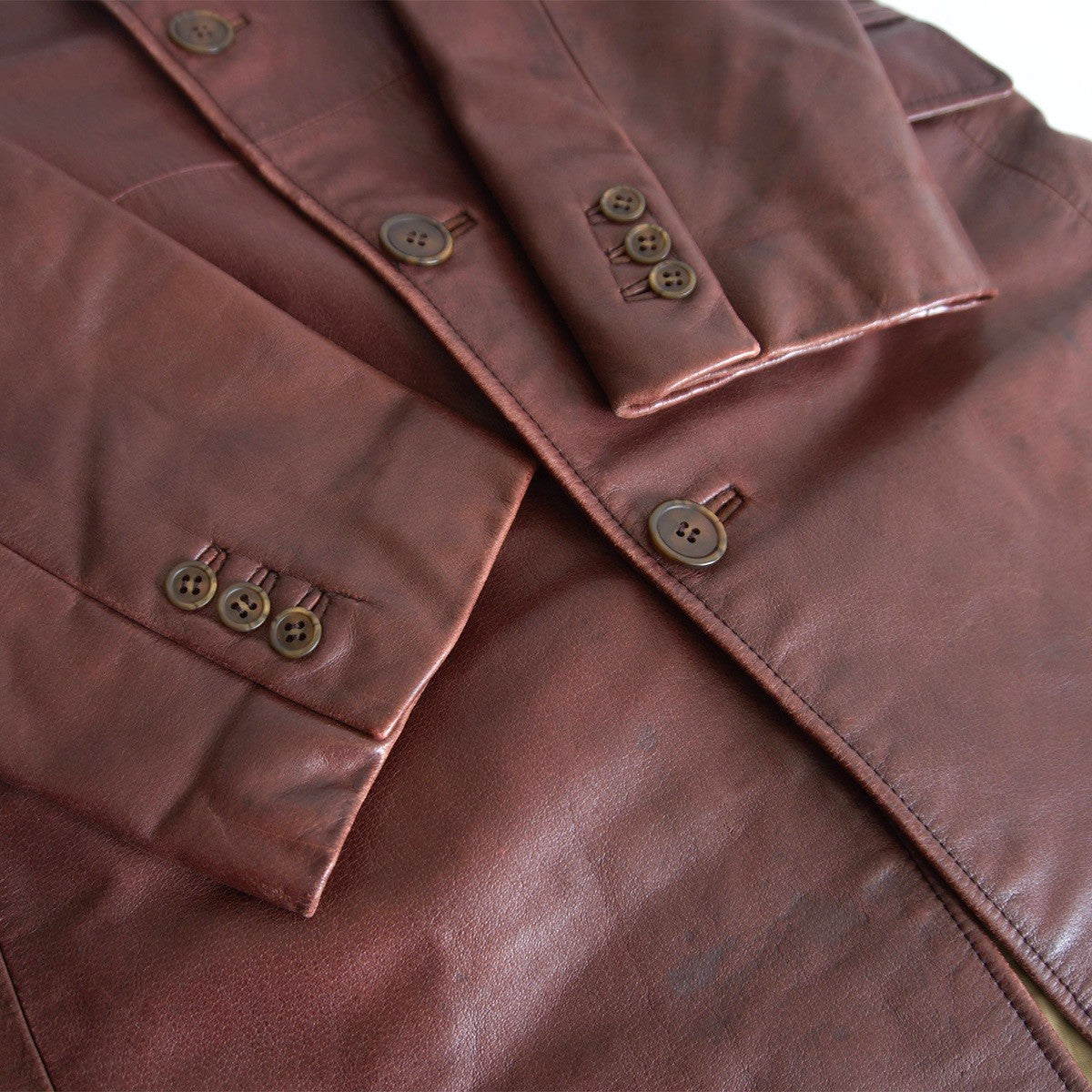 Tornado Mart Buffalo Leather Long Coat Size L