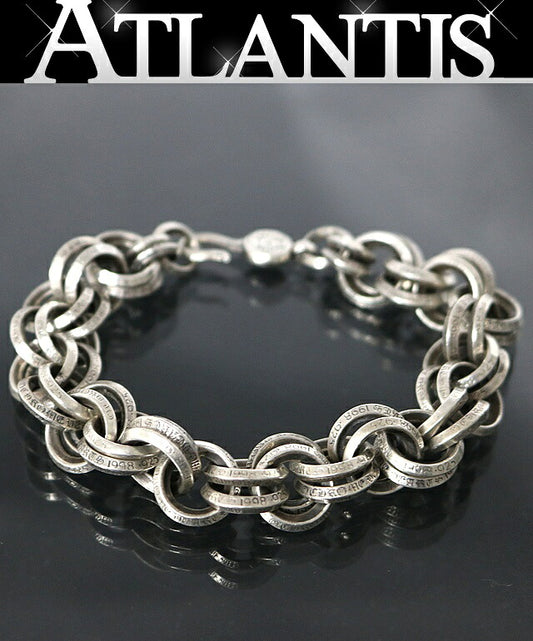 CHROME HEARTS 2 Double B Ring Silver Bracelet Size ONE SIZE
