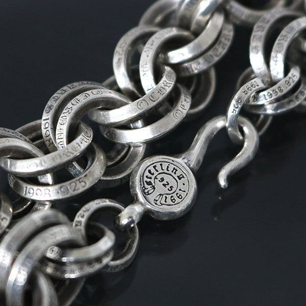 CHROME HEARTS 2 Double B Ring Silver Bracelet Size ONE SIZE