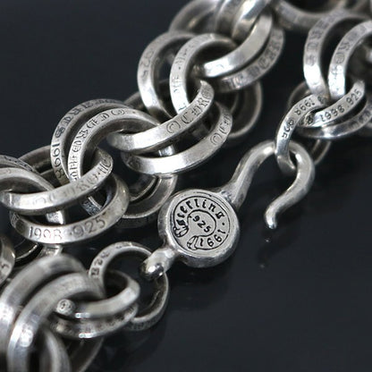 CHROME HEARTS 2 Double B Ring Silver Bracelet Size ONE SIZE