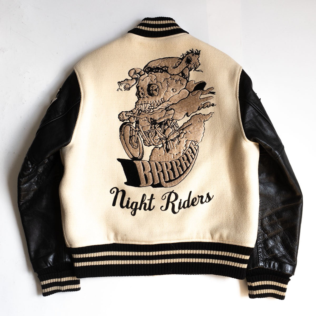 Whitesville Embellished Leather-Sleeve Varsity Jacket Size 38