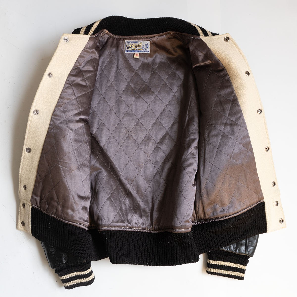 Whitesville Embellished Leather-Sleeve Varsity Jacket Size 38