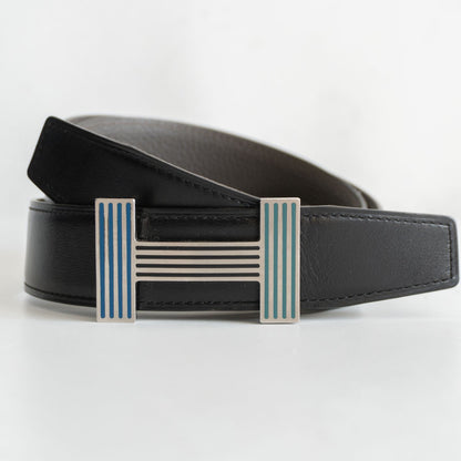 Hermes Reversible Leather Belt Black x Gray Size 100
