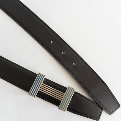 Hermes Reversible Leather Belt Black x Gray Size 100