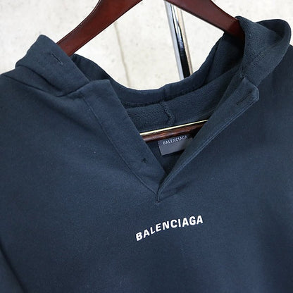 BALENCIAGA Back Polo Hoodie Black Size S