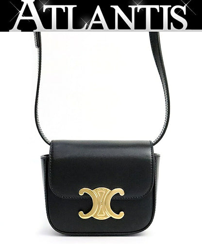 CELINE Mini Claude Shiny Calfskin Black GHW Shoulder Bag Size ONE SIZE