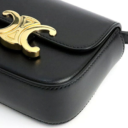 CELINE Mini Claude Shiny Calfskin Black GHW Shoulder Bag Size ONE SIZE