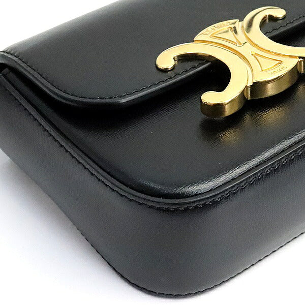 CELINE Mini Claude Shiny Calfskin Black GHW Shoulder Bag Size ONE SIZE