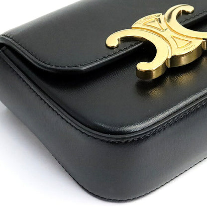 CELINE Mini Claude Shiny Calfskin Black GHW Shoulder Bag Size ONE SIZE