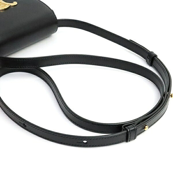 CELINE Mini Claude Shiny Calfskin Black GHW Shoulder Bag Size ONE SIZE