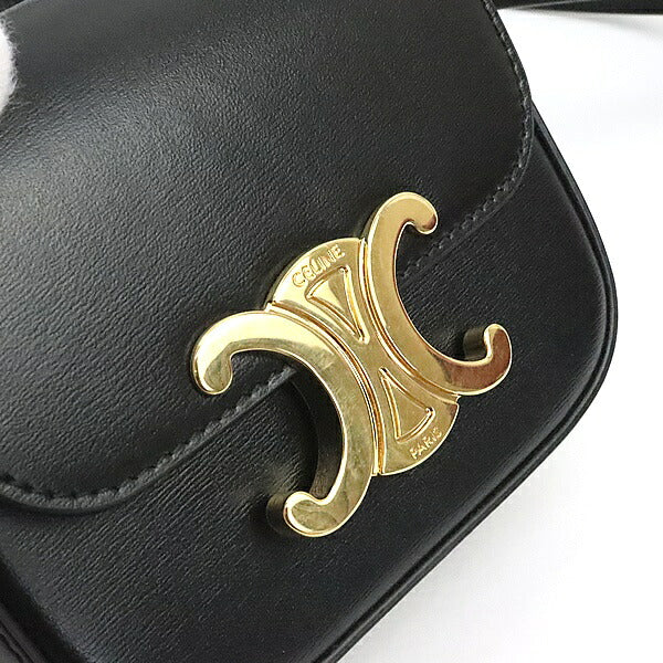 CELINE Mini Claude Shiny Calfskin Black GHW Shoulder Bag Size ONE SIZE