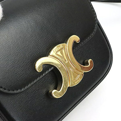 CELINE Mini Claude Shiny Calfskin Black GHW Shoulder Bag Size ONE SIZE
