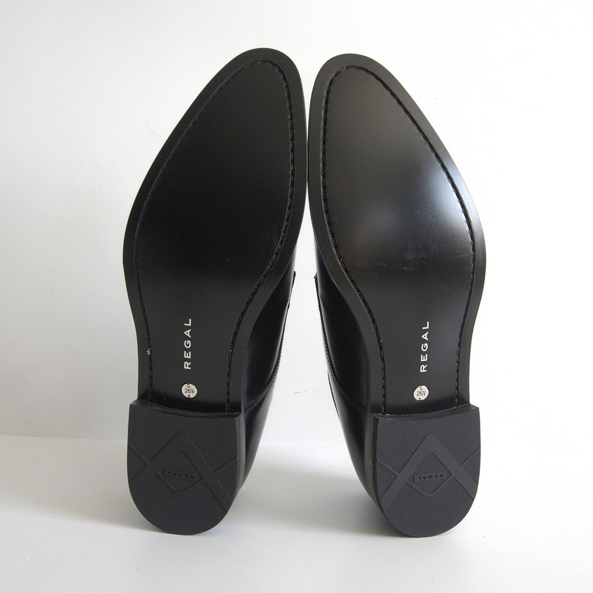 REGAL Black Plain Toe Leather Shoes Size 8.5