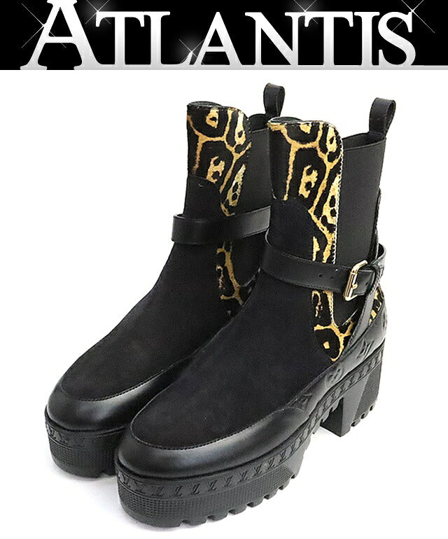 Louis Vuitton Rory Aide Leopard Side Boots Black Size EU 38