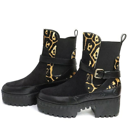Louis Vuitton Rory Aide Leopard Side Boots Black Size EU 38