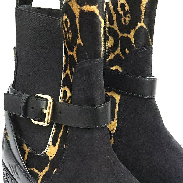 Louis Vuitton Rory Aide Leopard Side Boots Black Size EU 38