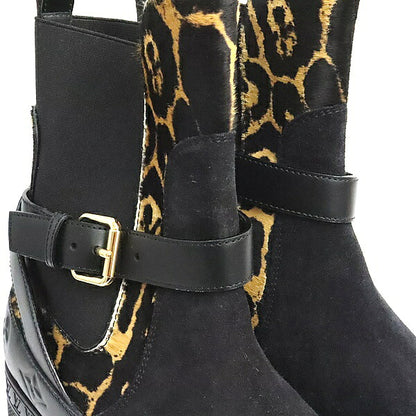 Louis Vuitton Rory Aide Leopard Side Boots Black Size EU 38
