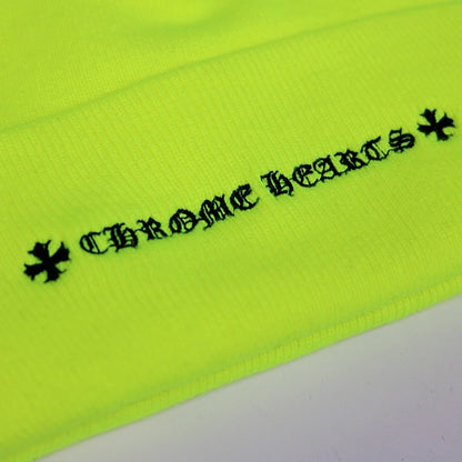 CHROME HEARTS Cemetery Cross Beanie Yellow Size ONE SIZE