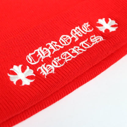 CHROME HEARTS Acrylic Logo Beanie Red Size ONE SIZE