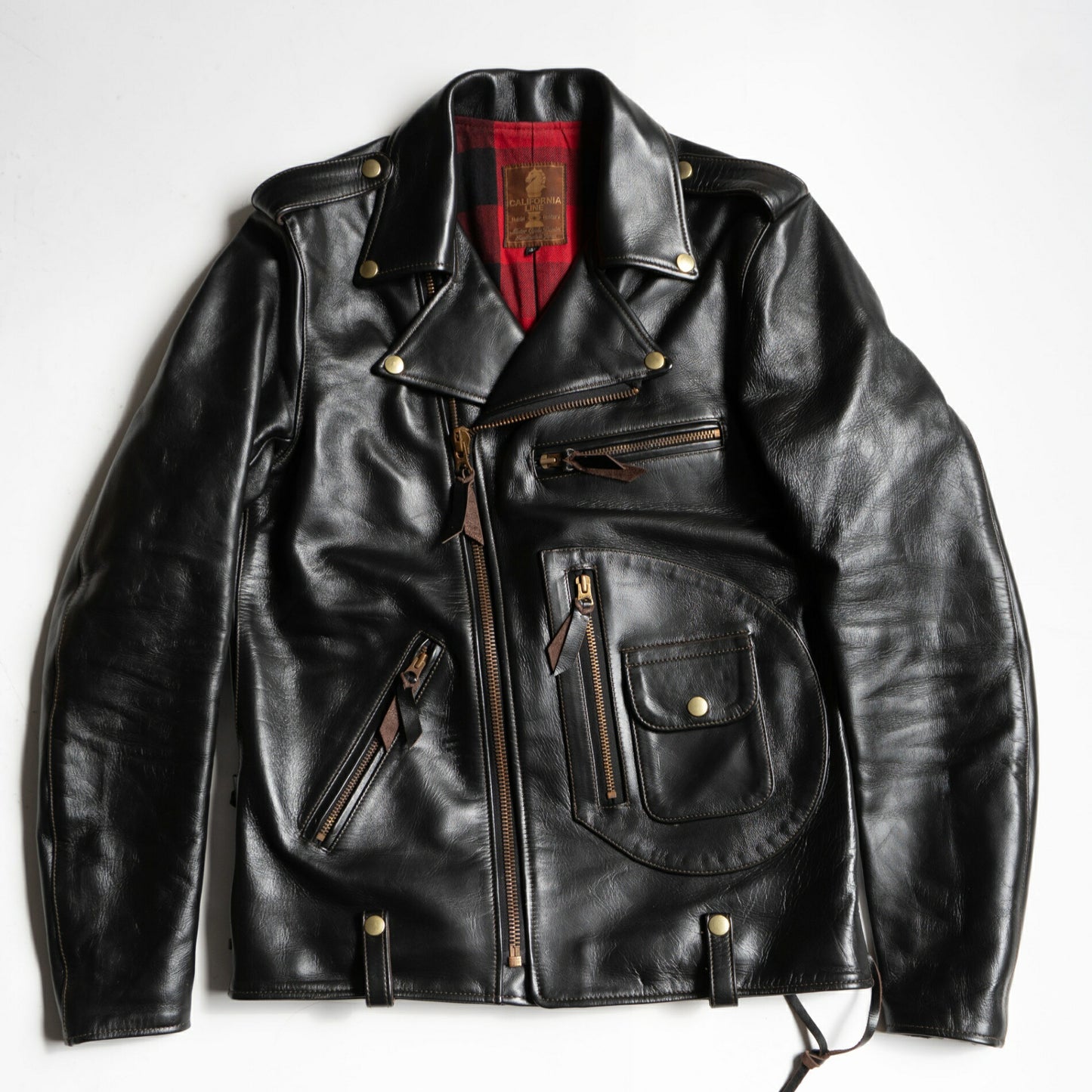 CALIFORNIA LINE Horsehide Double Rider Jacket Black Size 40