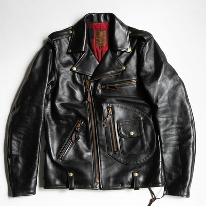 CALIFORNIA LINE Horsehide Double Rider Jacket Black Size 40