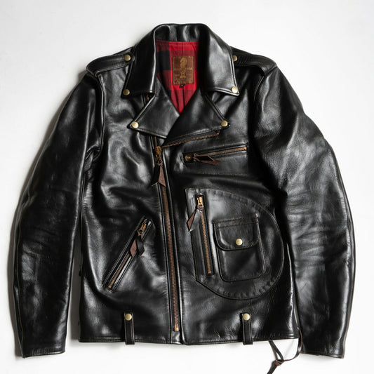 CALIFORNIA LINE Horsehide Double Rider Jacket Black Size 40
