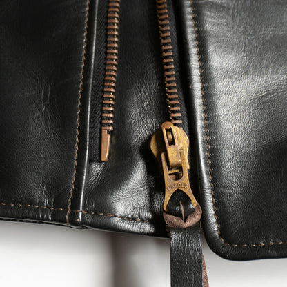 CALIFORNIA LINE Horsehide Double Rider Jacket Black Size 40
