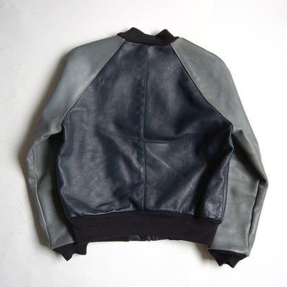 VANSON All Leather Varsity Jacket Gray Size 40