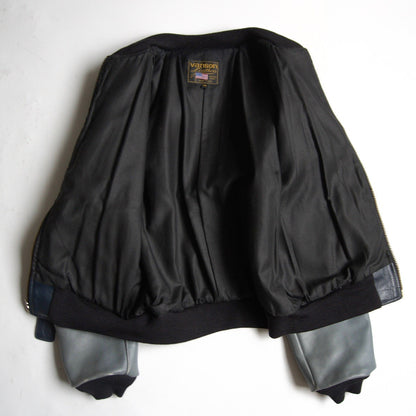 VANSON All Leather Varsity Jacket Gray Size 40