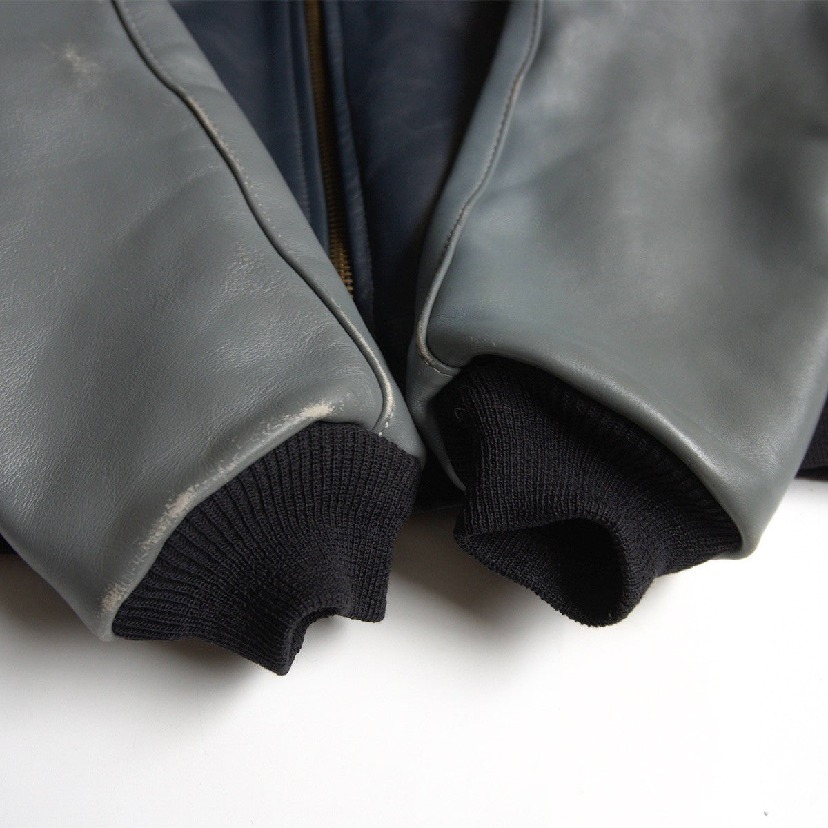 VANSON All Leather Varsity Jacket Gray Size 40