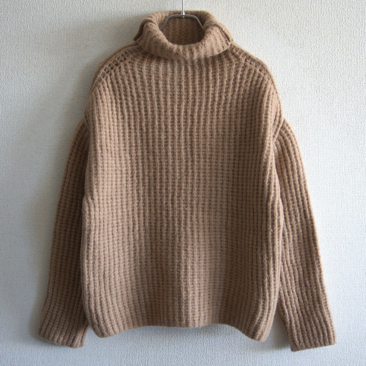 Yarmo Ribbed High Rollneck Knit Sweater Brown Size S