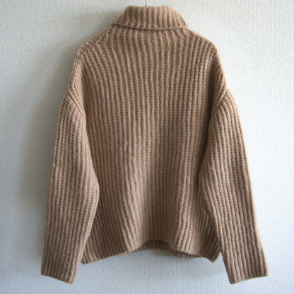 Yarmo Ribbed High Rollneck Knit Sweater Brown Size S