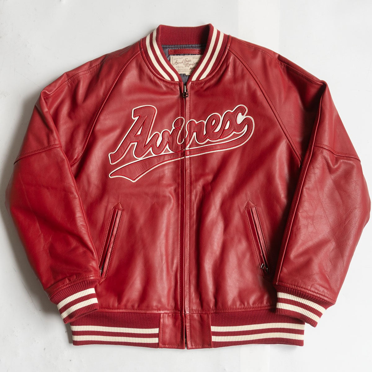 Avirex Leather Zip Varsity Jacket Size 2XL